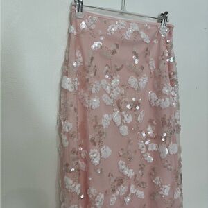 Elegant Bridal or Formal Pink Sequin, Embellished Midi Skirt